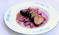 Pork loin with rhubarb and balsamic vinegar