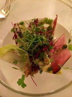 Endive, Stilton and walnut salad with blanc de blancs champagne