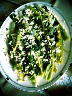 Leeks vinaigrette and Vermentino
