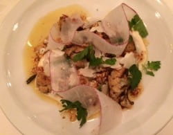 Poached salt pollock and cauliflower with Julien Meyer's 'Nature' Sylvaner/Pinot Gris