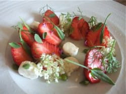Strawberries and elderflower cordial