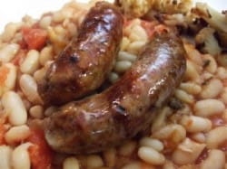Tuscan-style sausages and beans with Montepulciano