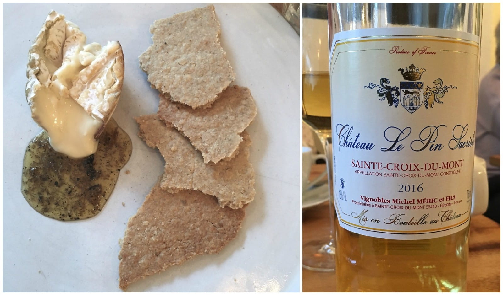Alcester Gold cheese and truffle honey and Sainte-Croix-du-Mont