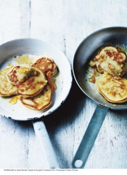 Fluffy apple and marmalade hotcakes with cinnamon butter