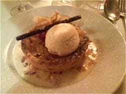 Apple tart and orange wine