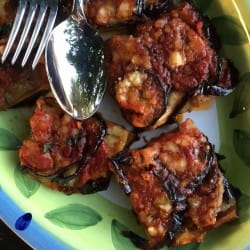 Aubergine parmigiana with Nero d’Avola
