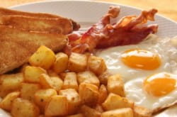Bacon, egg and claret
