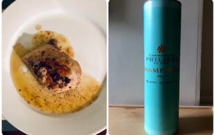 Champagne and monkfish liver