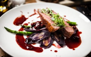 What wine should you pair with duck breast in damson sauce?
