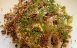 Soft cheese and onion spread and a natural sparkling Vouvray