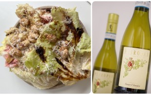Radicchio, almond and pecorino salad with Soave