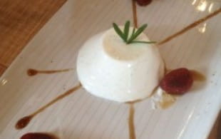 Pannacotta with spiced candied tomatoes and tomato liqueur