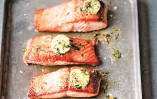 Salted Salmon with Tarragon Butter