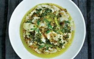 Risotto of smoked haddock, leeks and cauliflower with a vadouvan dressing