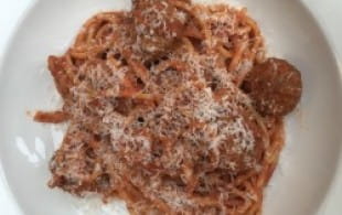  Spaghetti and meatballs and Nerello Mascalese
