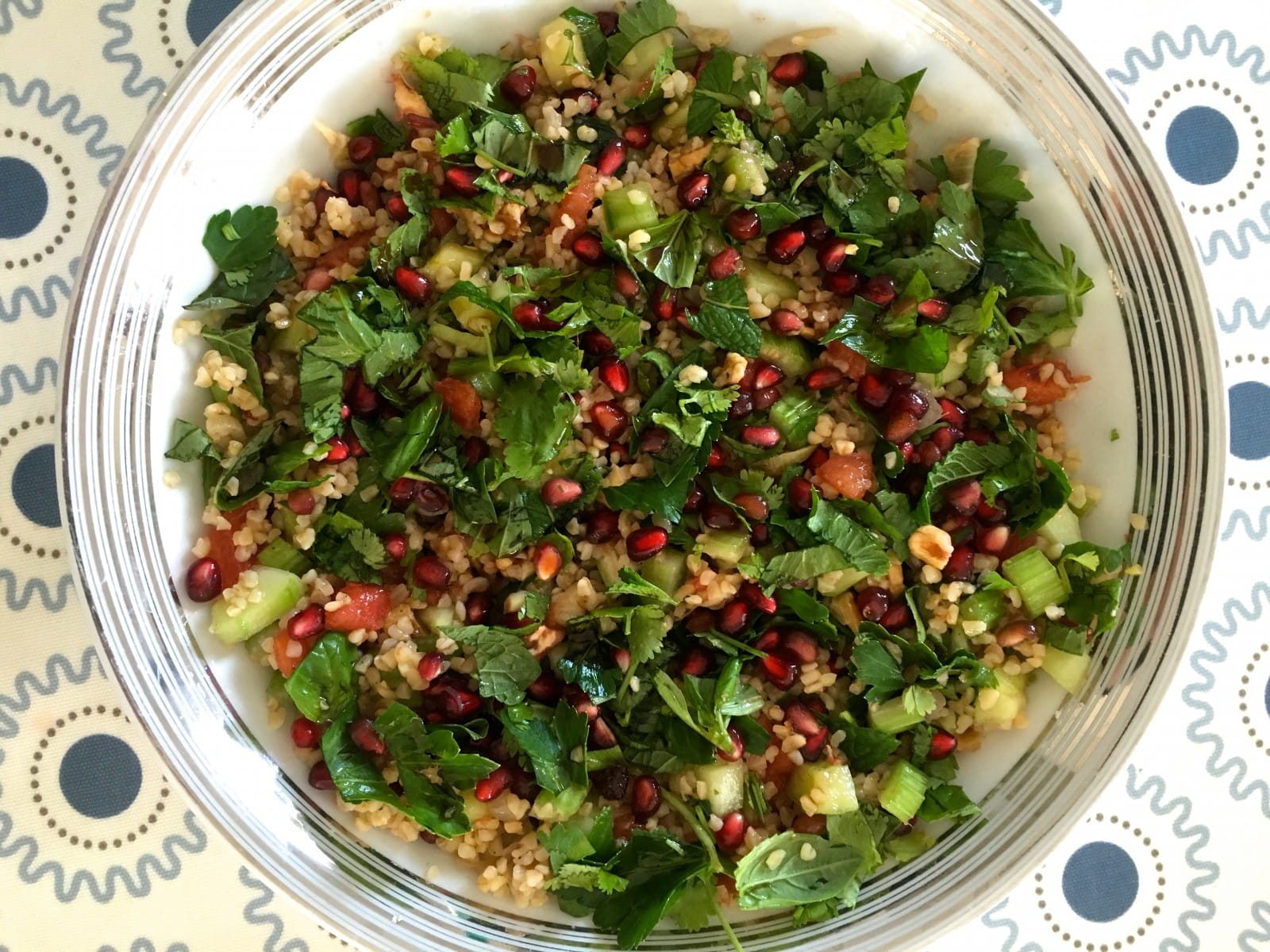 Bulgur, herb, walnut and pomegranate salad