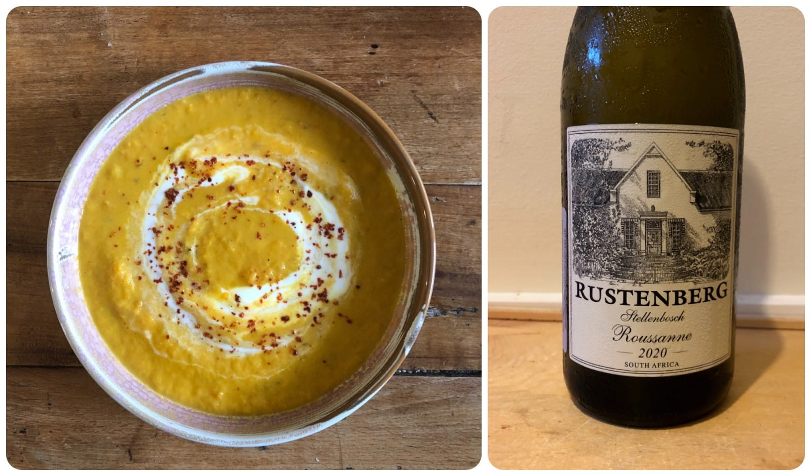  Carrot, lemon and tahini soup with Roussanne