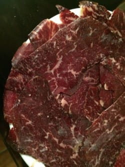 Cecina (cured beef) and Mencia