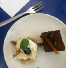Vidal icewine with feta and honey cheesecake