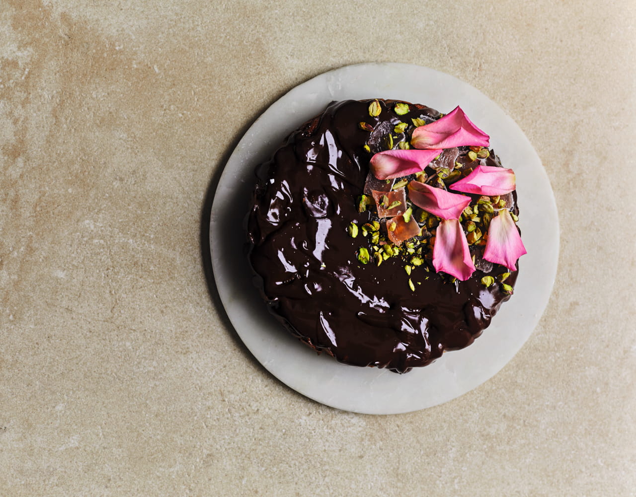 Flourless Dark Chocolate Cake with Turkish Delight, Halva & Dates