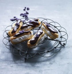 Chocolate violet eclairs 