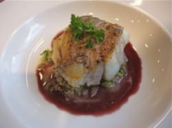 Seared cod with red wine sauce and Premier Cru Santenay