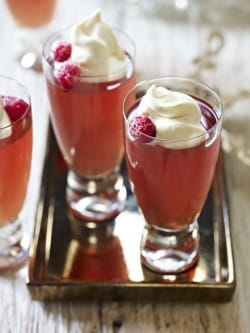 Cranberry gin sling jellies with spiced cream