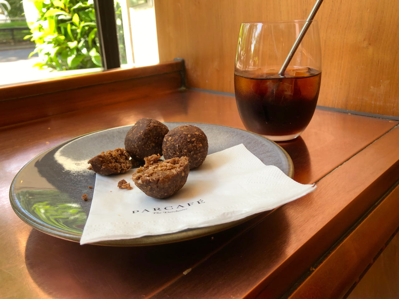 Date and Nutella balls and cold brew coffee