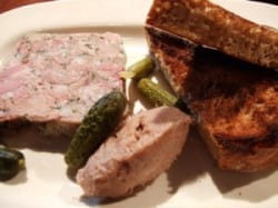 Duck paté, rillettes and red Anjou