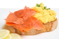 Scrambled eggs and sparkling wine