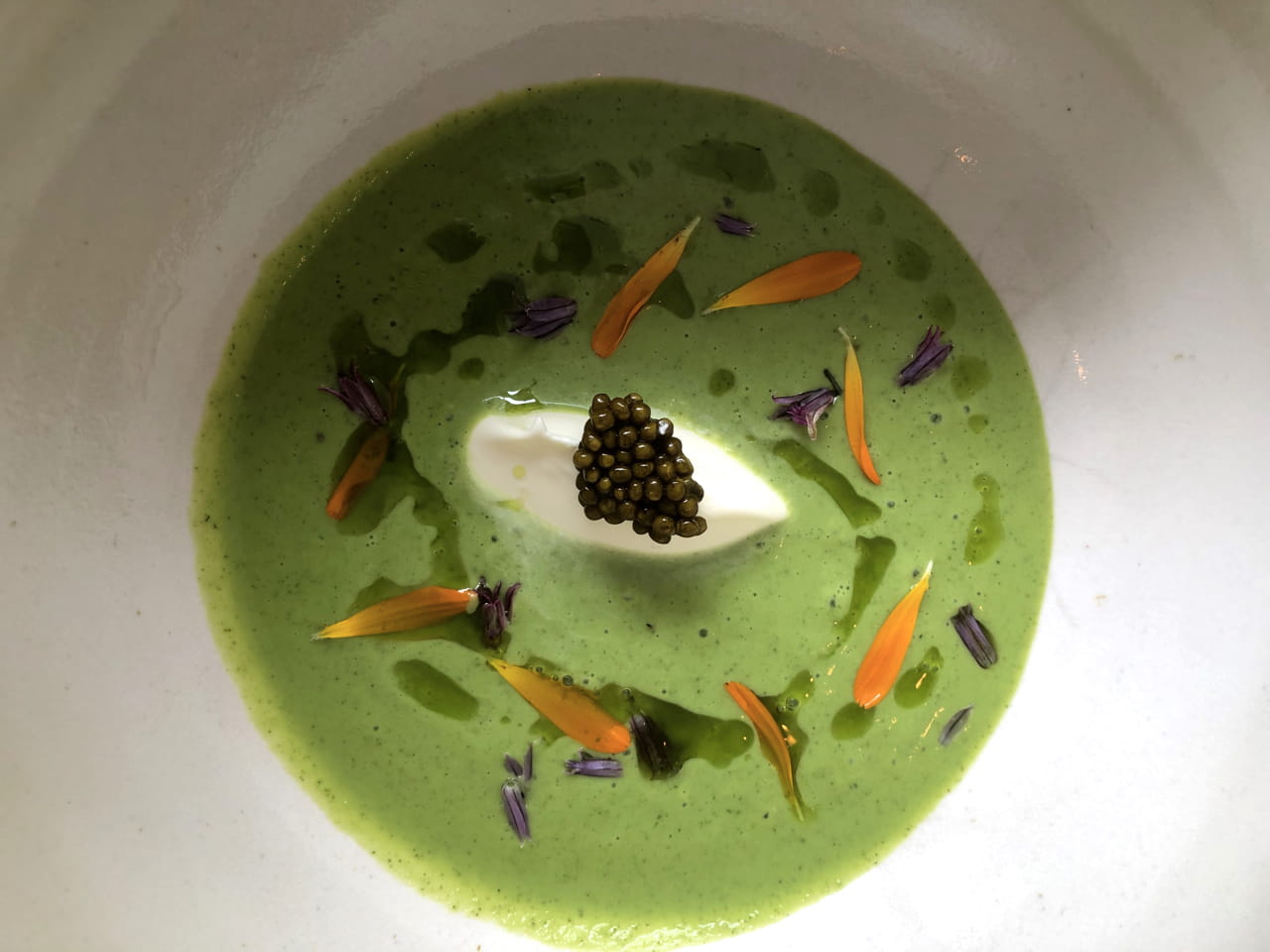 Assyrtiko and cold herb soup