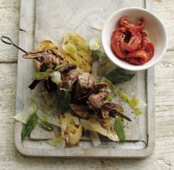 Lamb and porcini kebabs with sage and parmesan