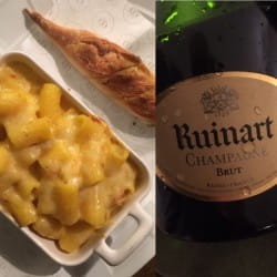 Lobster macaroni cheese and Ruinart champagne