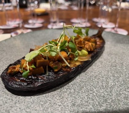  Ginger and chilli marinated aubergine with Lacryma Christi 