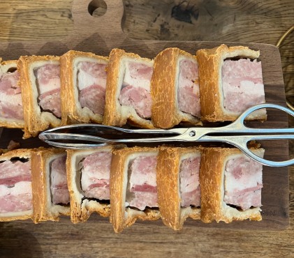 Pork and chicken pie and English sparkling rosé