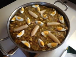 Young red rioja and menestra (Spanish vegetable stew)
