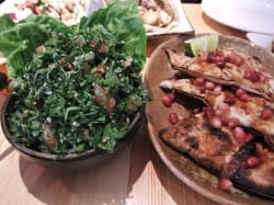 Mezze and apple, mint and ginger lemonade