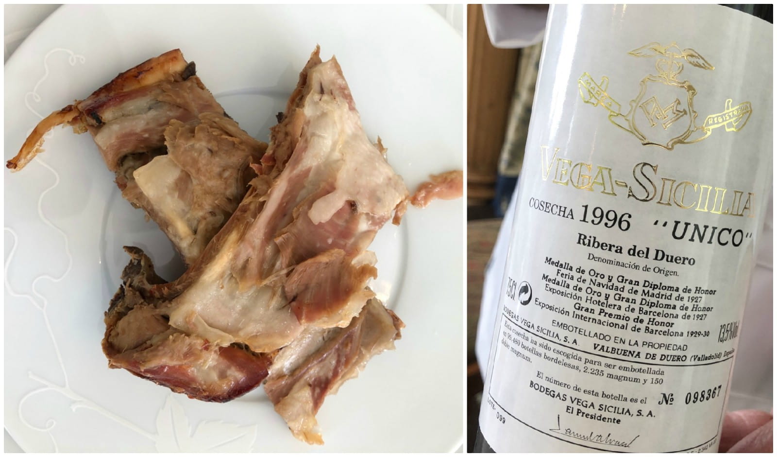  Milk fed lamb and aged Vega Sicilia
