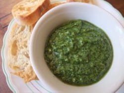 Pasta with pesto and Verdicchio dei Castelli di Jesi