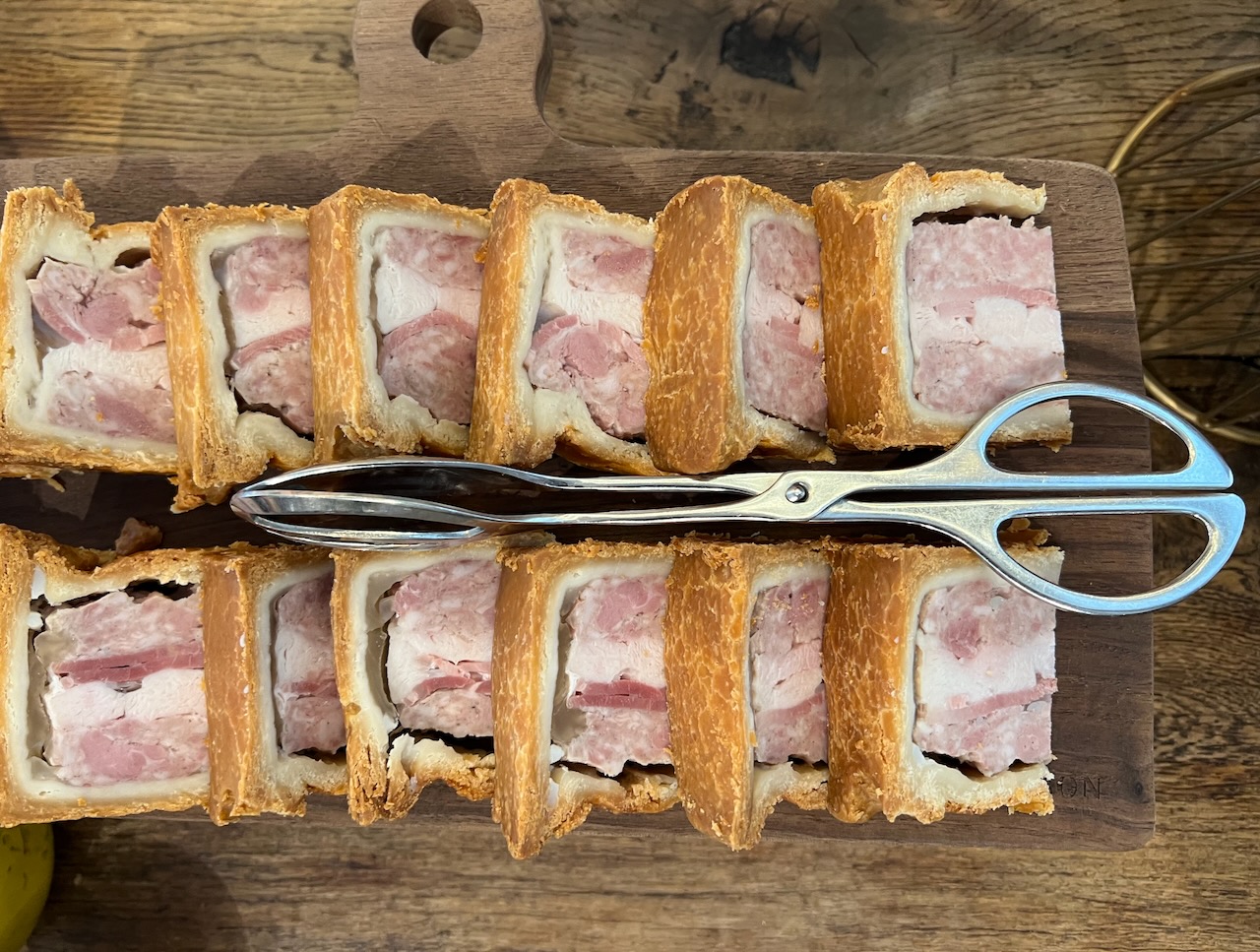 Pork and chicken pie and English sparkling rosé