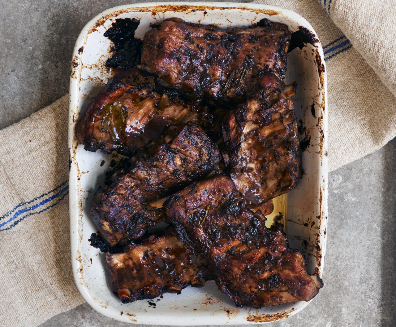 Sticky Pork Ribs Marinated in Black Vinegar, Muscovado and Spices 