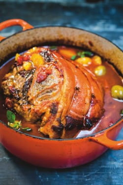Pot Roast Pork with Fennel, Olives, Oranges & Oregano