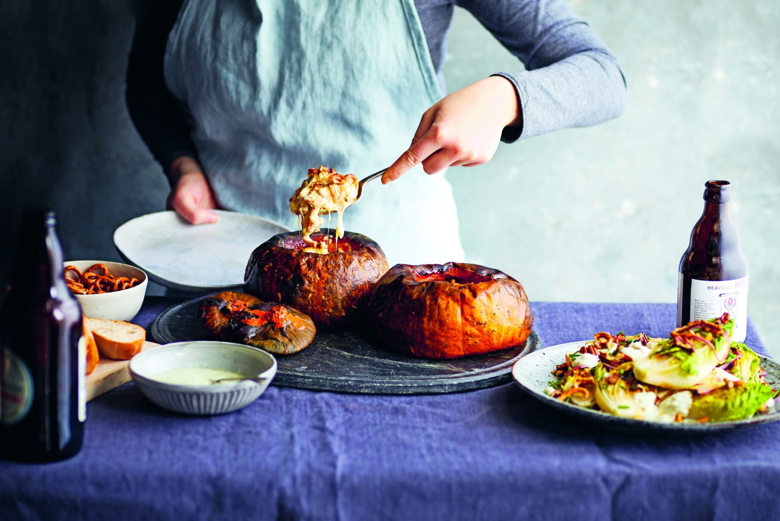 Squash Baked with Beer, Cheese, Cream and Pretzels 