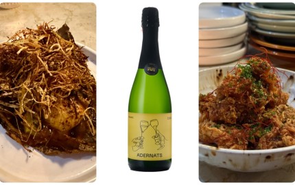 Mushrooms, hoba miso and brut natur Cava