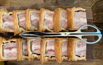 Pork and chicken pie and English sparkling rosé