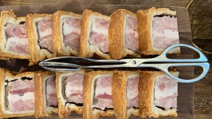 Pork and chicken pie and English sparkling rosé