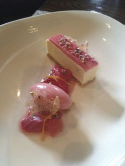 Rhubarb cheesecake and 2007 Peller Estates Cabernet Franc Ice Wine