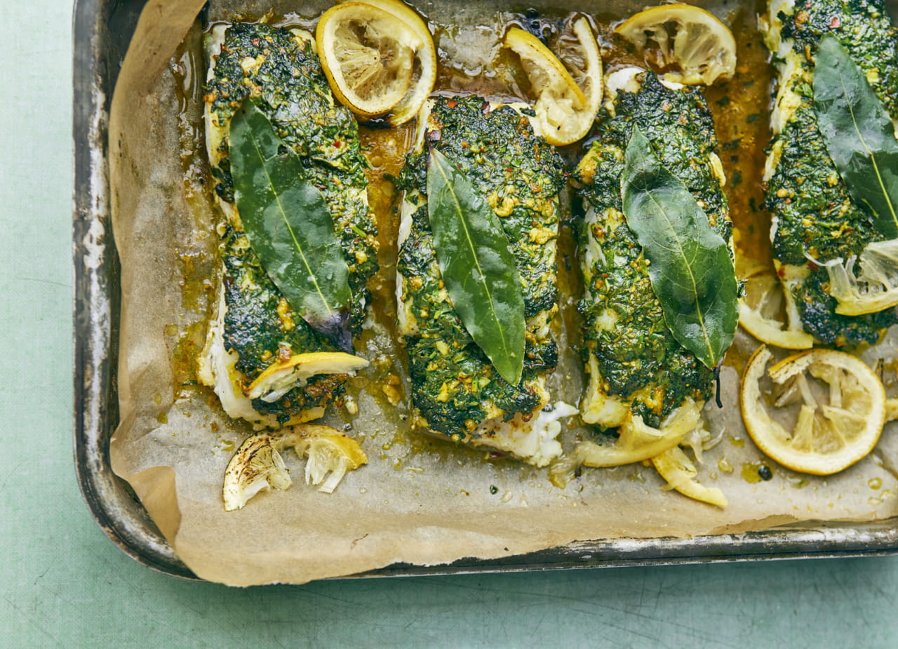 Roasted cod with a coriander crust 