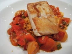 Salt cod with chorizo and Cabernet - yes, Cabernet!