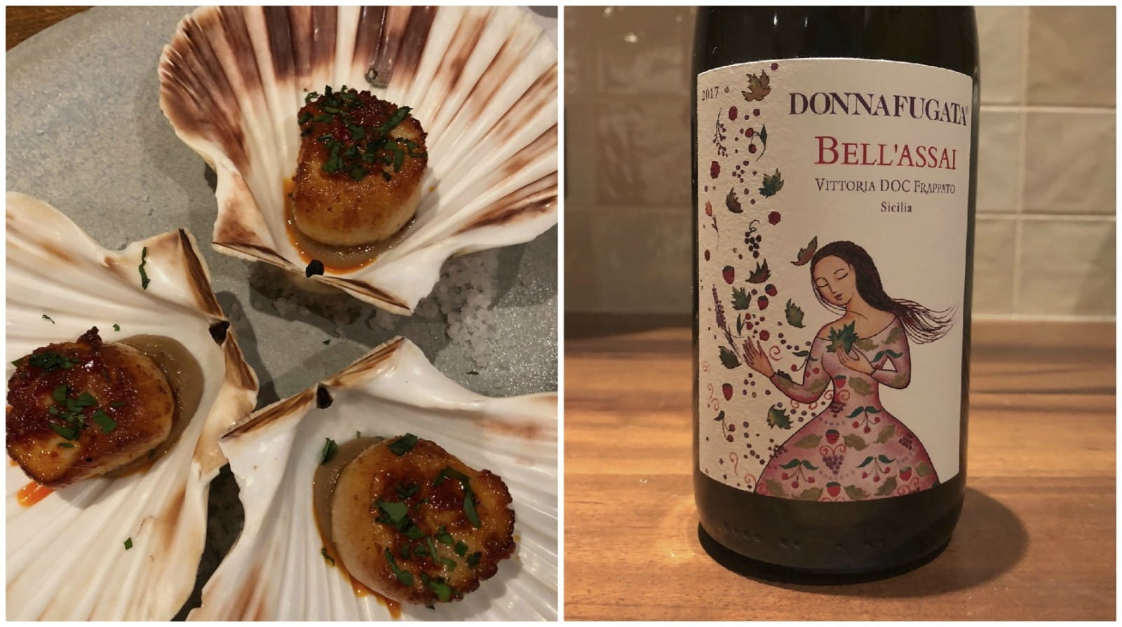 Scallops, nduja and Frappato